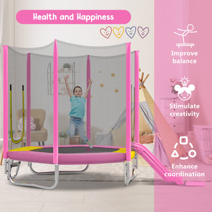 Toddler Trampoline for Kids, 7Ft Mini Trampoline with Enclosure Net, Indoor & Outdoor Recreational Trampolines with Upgrade No-Gap Safe Design for Birthday Chirismas Gifts Ages 1-8