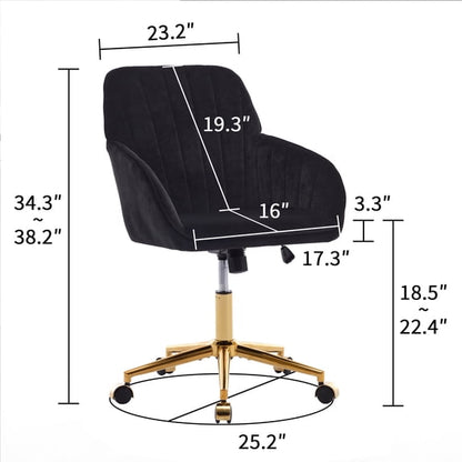 Office Chair with Memory Foam,Adjustable Swivel Desk Chair, Velvet Upholstered, Supportive Backrest for Home Office & Bedroom