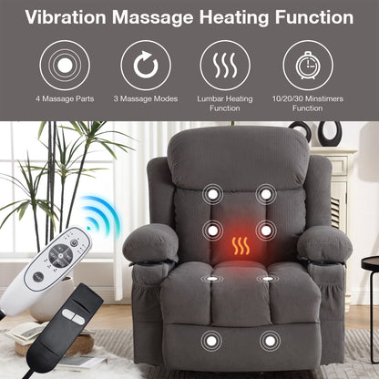 SEGMART Electric Power Lift Recliner Chair, Heavy Duty Classic Fabric Sofa Chair for Elderly, Ergonomic Lounge Single Sofa with Plush Extended Arms and Remote Control, 4 Positions, Grey
