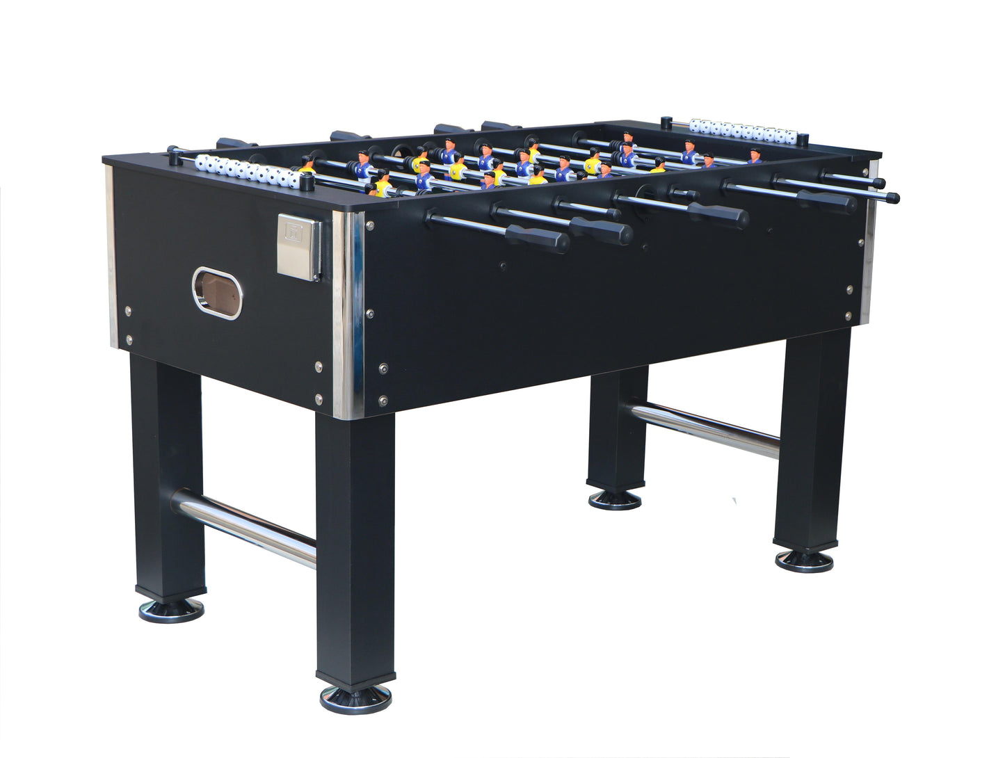 54.50'' Foosball Table for Kids and Adults, SEGMART Durable Wooden Soccer Table with 4 Balls and 2 Cup Holders, Indoor Soccer Table Game with Leg Levelers for Home, Game Room, Party, Black