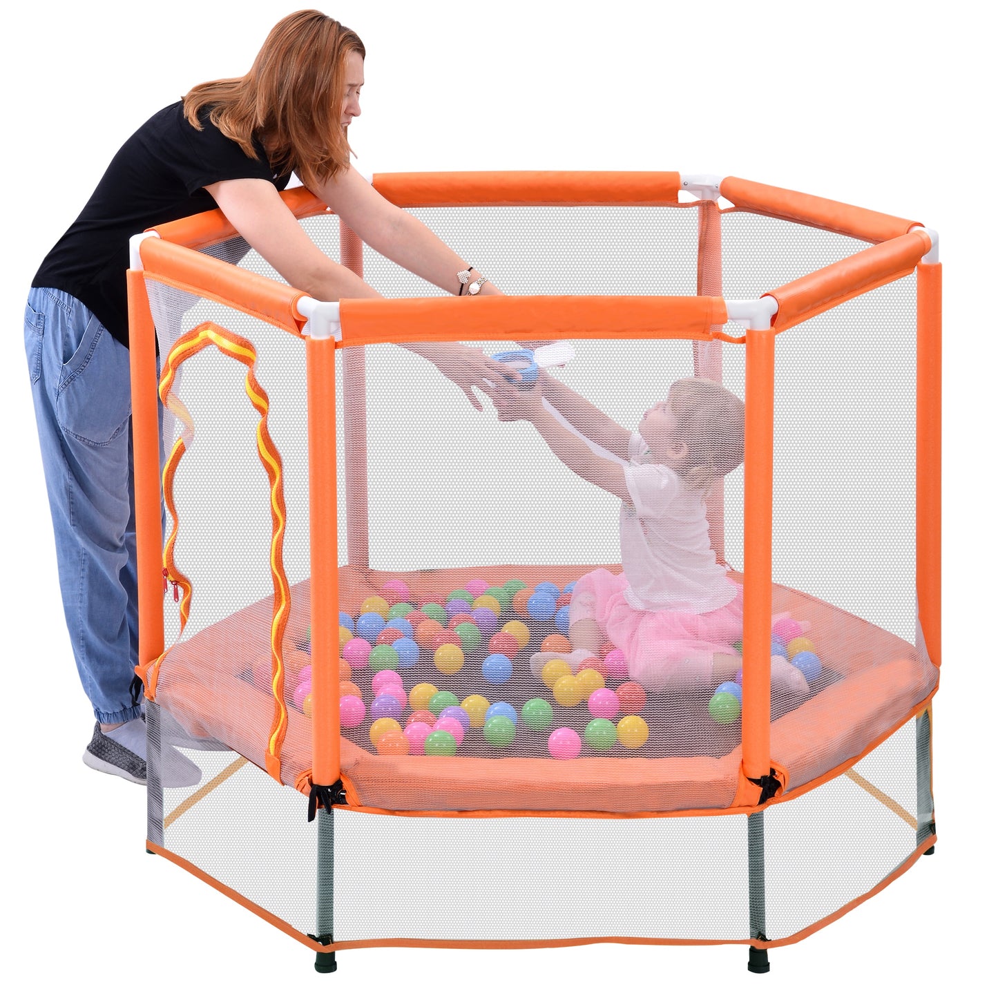 55'' Toddler Trampoline for Kids, SEGMART Kids Trampoline with Enclosure Net and Balls, Indoor Outdoor Mini Small Trampoline Birthday Gifts for Boy and Girls Age 3 Months and up