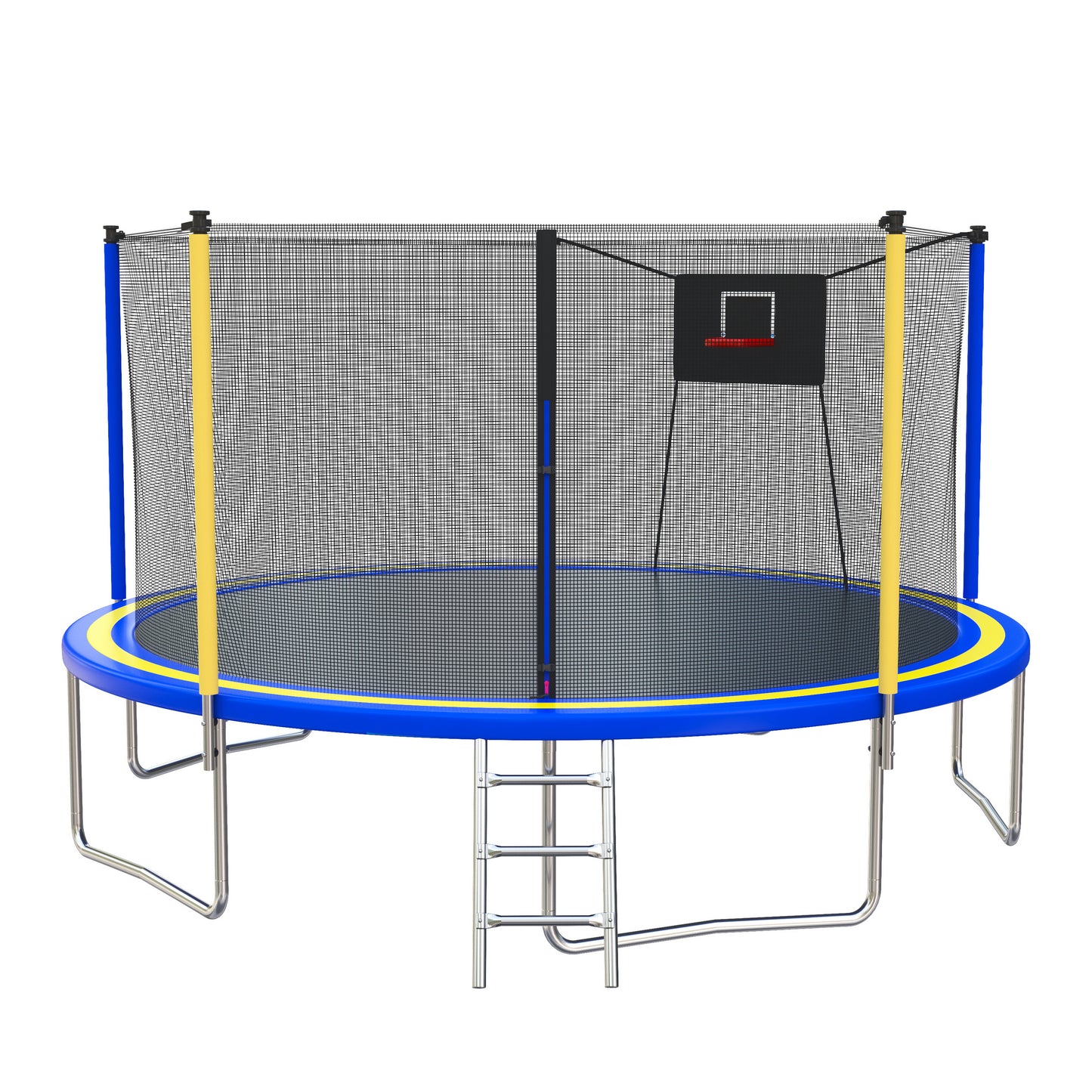 14FT Trampoline with Enclosure for Kids and Adults, SEGMART Upgraded Kids Recreational Outdoor Trampoline with Basketball Hoop, Ladder, Heavy Duty Round Backyard Trampoline for Indoor Outdoor