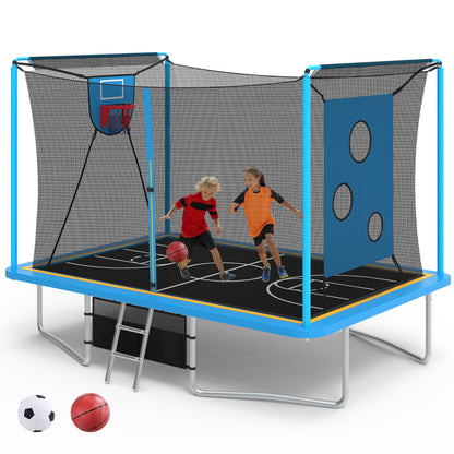 Segmart Rectangle Trampoline with Enclosure Net & Basketball Hoop, 1600LBS for Kids & Adults
