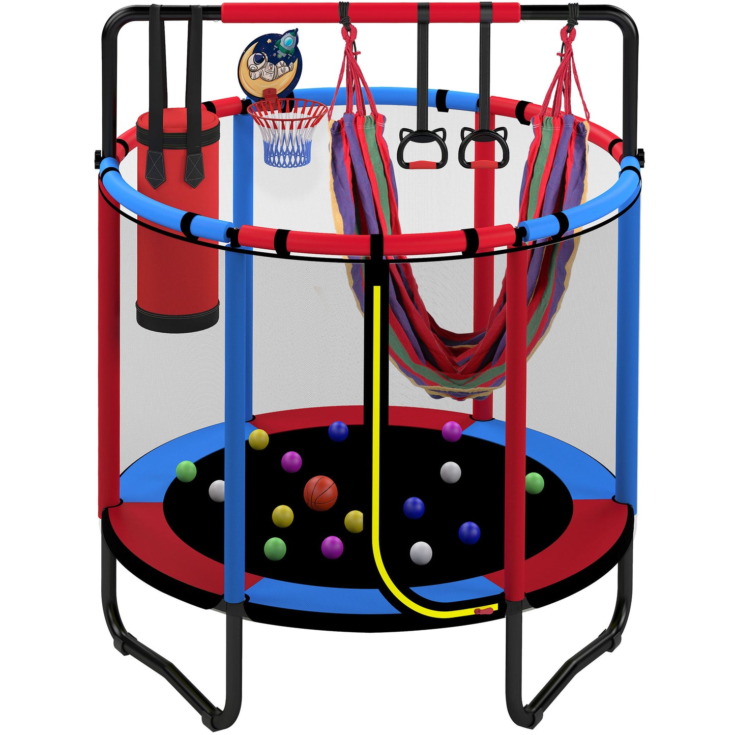 Trampoline with Basketball Hoop for Kids, SEGMART 55" Indoor Outdoor Toddler Trampoline with Enclosure, Indoor Outdoor Kids Trampoline with Basketball , Small Round Trampoline for Boys Girls