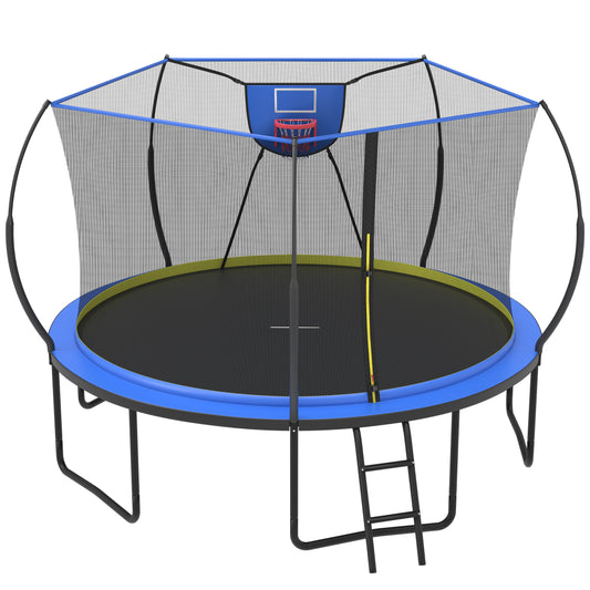 12Ft Trampoline for Kids and Adults, Segmart Outdoor Trampoline with Fiberglass Rods, Recreational Trampoline with Smart Zipper System, 800lbs Weight Capacity Trampoline for Backyard Garden Patio