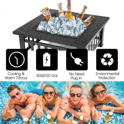 SEGMART Outdoor Fire Pit, 32" Square Metal Fire Pit Table with Spark Screen & Log Poker, Stove Wood Burning Fire Pit Bowl, Ideal for Yard Patio Beach Picnic Bonfire