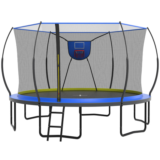 14 Ft Trampoline for Kids and Adults, Outdoor Trampoline with Fiberglass Rods and Smart Zipper System Zero Gaps, Segmart Recreational Trampoline with Enclosure Net, 880LBS Heavy Duty Trampoline