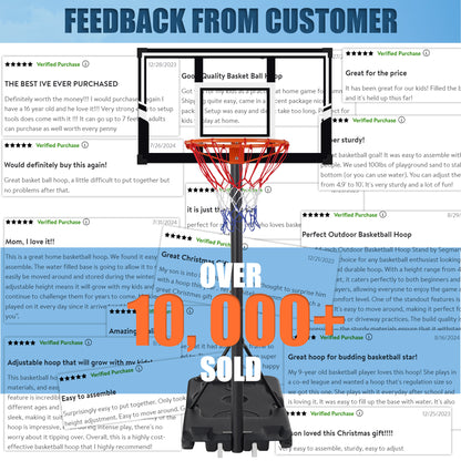 Portable Basketball Hoop Outdoor, SEGMART 3.3Ft-10Ft Height Adjustable Swimming Pool Basketball Hoop Goal System with PE Backboard for Kids Youth Adults Play in Backyard/Courts/Indoor