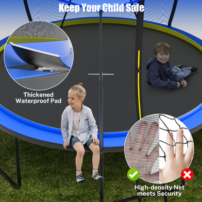 12Ft Trampoline for Kids and Adults, Segmart Outdoor Trampoline with Fiberglass Rods, Recreational Trampoline with Smart Zipper System, 800lbs Weight Capacity Trampoline for Backyard Garden Patio