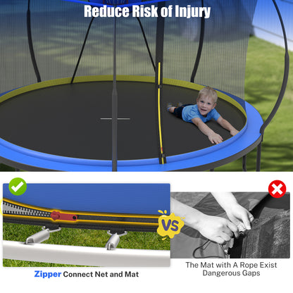12Ft Trampoline for Kids and Adults, Segmart Outdoor Trampoline with Fiberglass Rods, Recreational Trampoline with Smart Zipper System, 800lbs Weight Capacity Trampoline for Backyard Garden Patio