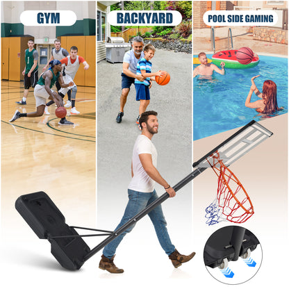 Portable Basketball Hoop Outdoor, SEGMART 3.3Ft-10Ft Height Adjustable Swimming Pool Basketball Hoop Goal System with PE Backboard for Kids Youth Adults Play in Backyard/Courts/Indoor
