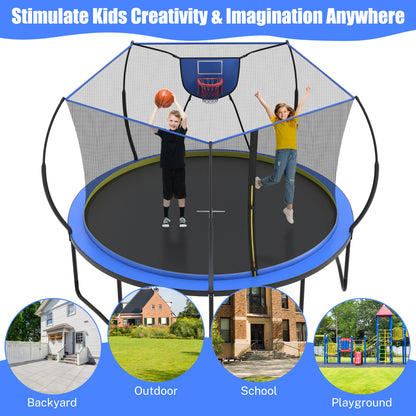 12Ft Trampoline for Kids and Adults, Segmart Outdoor Trampoline with Fiberglass Rods, Recreational Trampoline with Smart Zipper System, 800lbs Weight Capacity Trampoline for Backyard Garden Patio