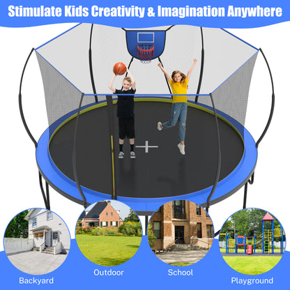 14 Ft Trampoline for Kids and Adults, Outdoor Trampoline with Fiberglass Rods and Smart Zipper System Zero Gaps, Segmart Recreational Trampoline with Enclosure Net, 880LBS Heavy Duty Trampoline