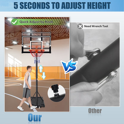 Portable Basketball Hoop Outdoor, SEGMART 3.3Ft-10Ft Height Adjustable Swimming Pool Basketball Hoop Goal System with PE Backboard for Kids Youth Adults Play in Backyard/Courts/Indoor