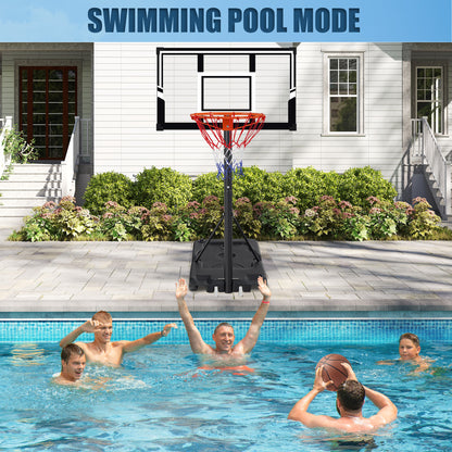 Portable Basketball Hoop Outdoor, SEGMART 3.3Ft-10Ft Height Adjustable Swimming Pool Basketball Hoop Goal System with PE Backboard for Kids Youth Adults Play in Backyard/Courts/Indoor