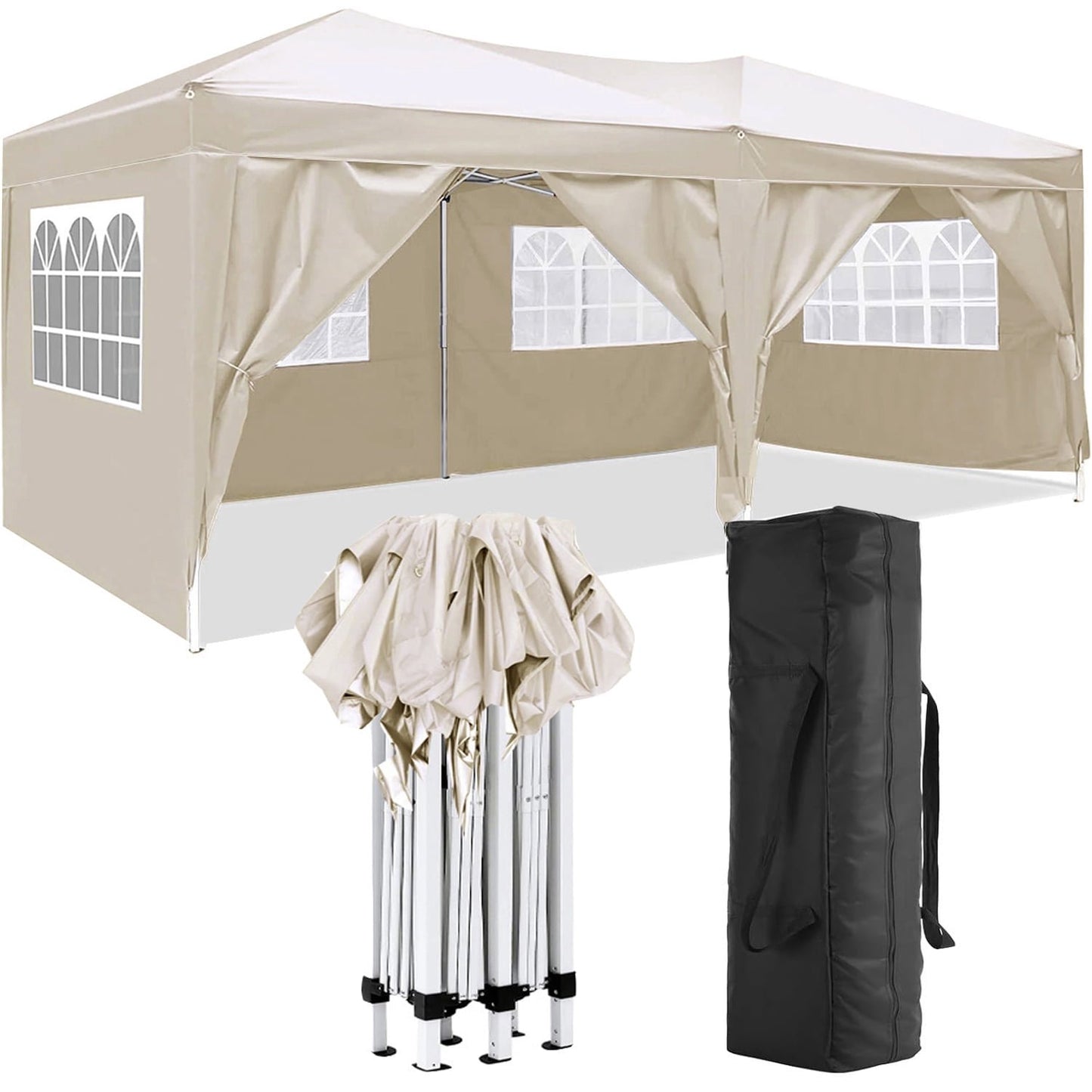 10'x20' Pop Up Canopy Tent with 6 Removable Sidewalls, UPF 50+ Waterproof Instant Shelter, Portable Gazebo for Outdoor Parties, Beach, Camping, Weddings & Events – Includes Carry Bag
