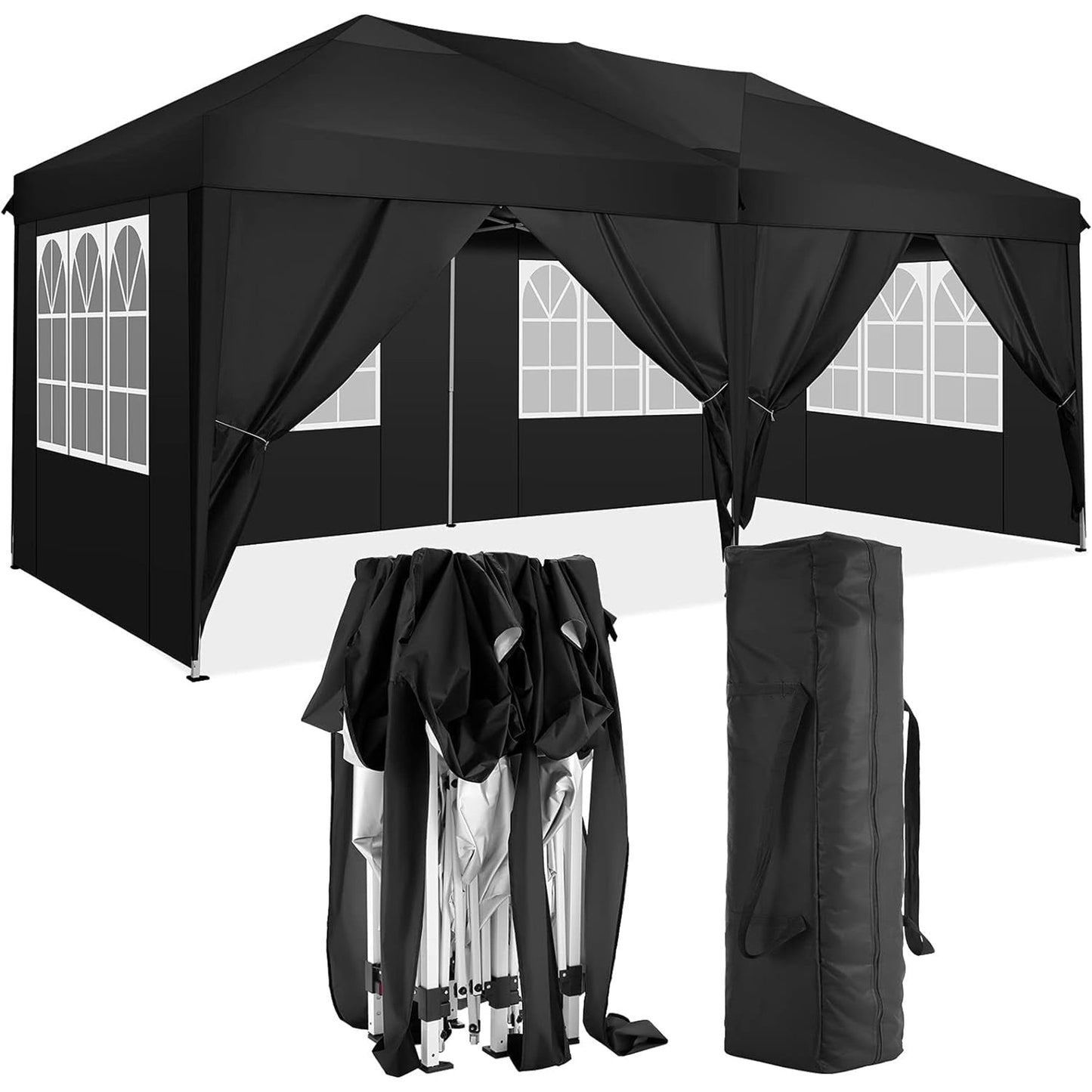 10'x20' Pop Up Canopy Tent with 6 Removable Sidewalls, UPF 50+ Waterproof Instant Shelter, Portable Gazebo for Outdoor Parties, Beach, Camping, Weddings & Events – Includes Carry Bag