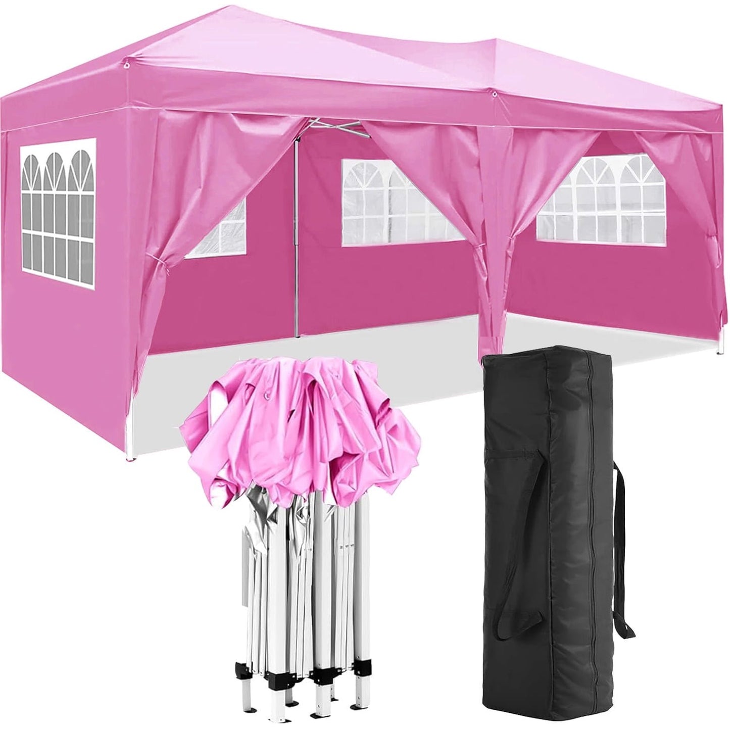 10'x20' Pop Up Canopy Tent with 6 Removable Sidewalls, UPF 50+ Waterproof Instant Shelter, Portable Gazebo for Outdoor Parties, Beach, Camping, Weddings & Events – Includes Carry Bag