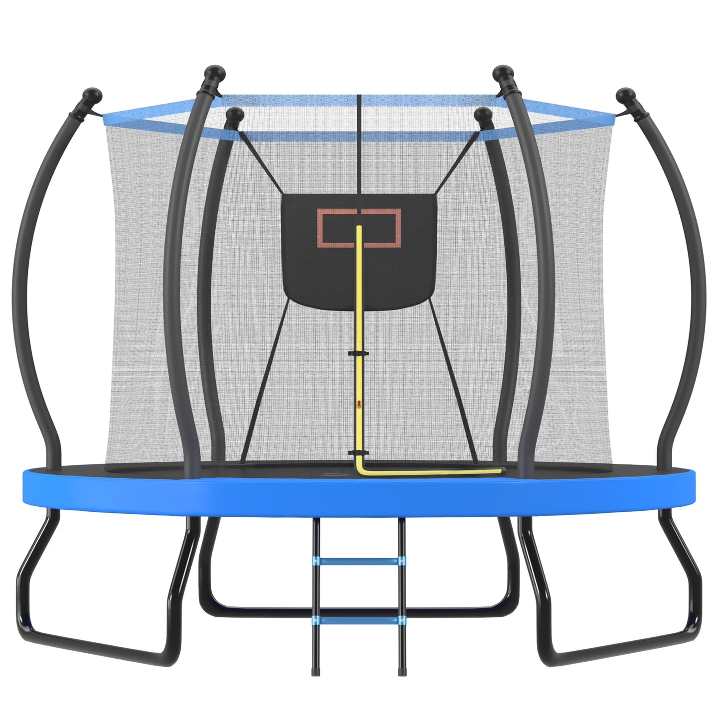 10FT Trampoline for Kids Adults, Outdoor Trampoline with Enclosure, Round Recreational Trampoline with Basketball Hoop, Backyard Trampoline with Ladder, Heavy Duty Trampoline for Indoor Outdoor