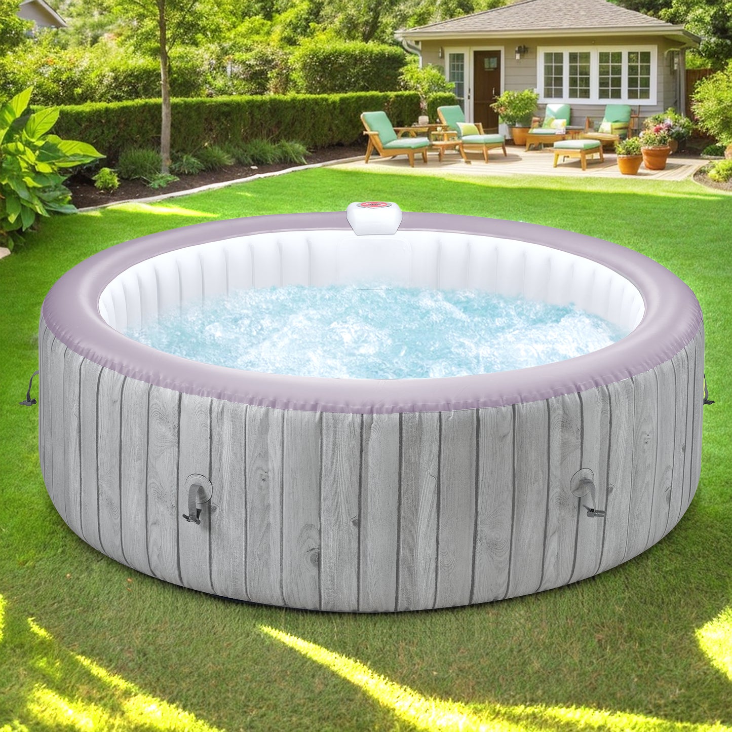 82 Inch Inflatable Hot Tub, 4 to 6 Person Outdoor Hot Tub Spa Built-in Heater Pump, Portable Hot Tub w/130 Jets, Tub Cover, Filter Cartridges, 1000L Capacity