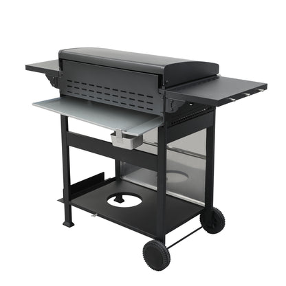 2 in 1 Propane Gas Grill and Griddle Combo, 4 Burner Griddle Grill Combo with Folding Side Tables & Hanging Basket, 49,200BTU Stainless Steel Propane Grill for Outdoor Cooking