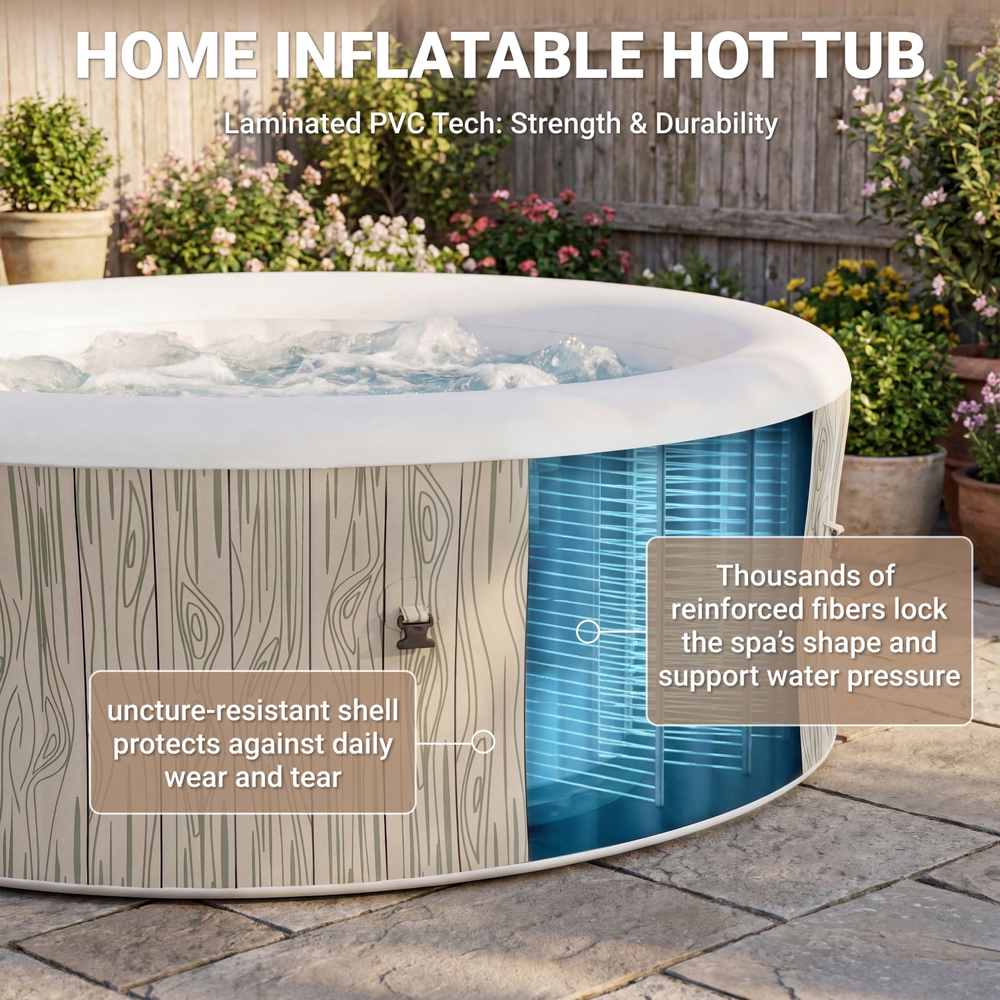 Segmart 6-8 Person Inflatable Hot Tub, 80-inch Round Outdoor Portable Spa with 140 Bubble Jets, Heating & Filtration System, 104°F Max Temp, Backyard Blow Up Hot Tub with Cover, Easy-Setup
