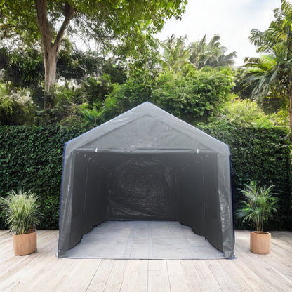 10x20ft Canopy Tent with Removable Sidewalls, Doors, Heavy Duty Car Port with Roll-up Windows, Outdoor Car Canopy with Steel Frame, Reinforced Carport Canopy, Portable Garage for Car, Truck, Boat