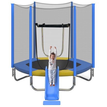 Segmart 7FT Toddler Trampoline with Enclosure Net & Removable Slide