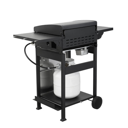 2 in 1 Propane Gas Grill and Griddle Combo, 3 Burner Griddle Grill Combo with Folding Side Tables & Hanging Basket, 36,900BTU Stainless Steel Propane Grill for Outdoor Cooking