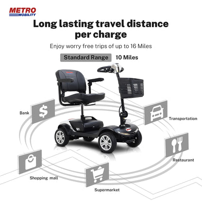 Outdoor Mobility Scooter for Senior, Heavy Duty Electric Scooters with 4 Wheel, Sliding Swivel Seat with Flip-Up Armrests for Adults, Easy Assembly, 300lbs, Chrome, SS202