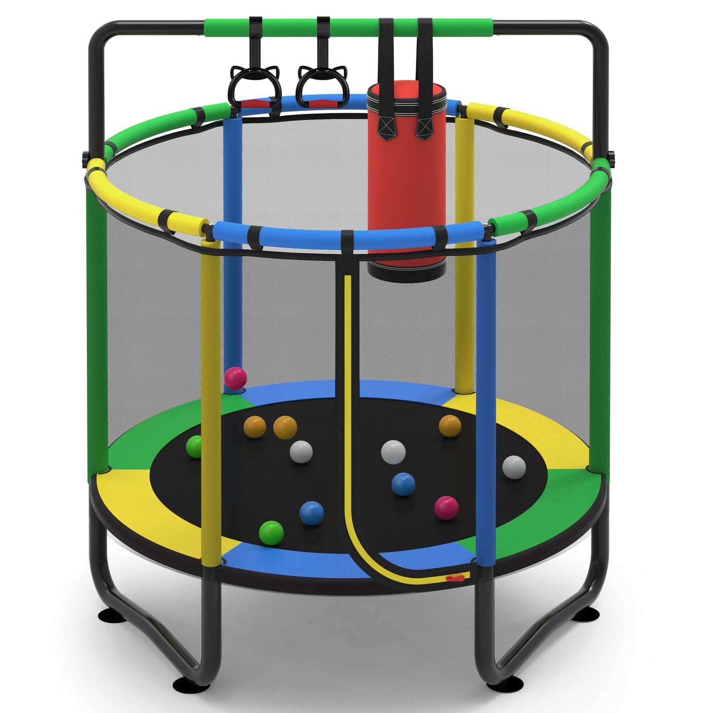 55” Toddler Trampoline for Kids with Enclosure, Kids Trampoline, SEGMART Indoor Trampoline, Small Trampolines for Kids, Mini Trampoline with Sandbag, Rings, Ocean Balls, Gifts for Boys, Girls