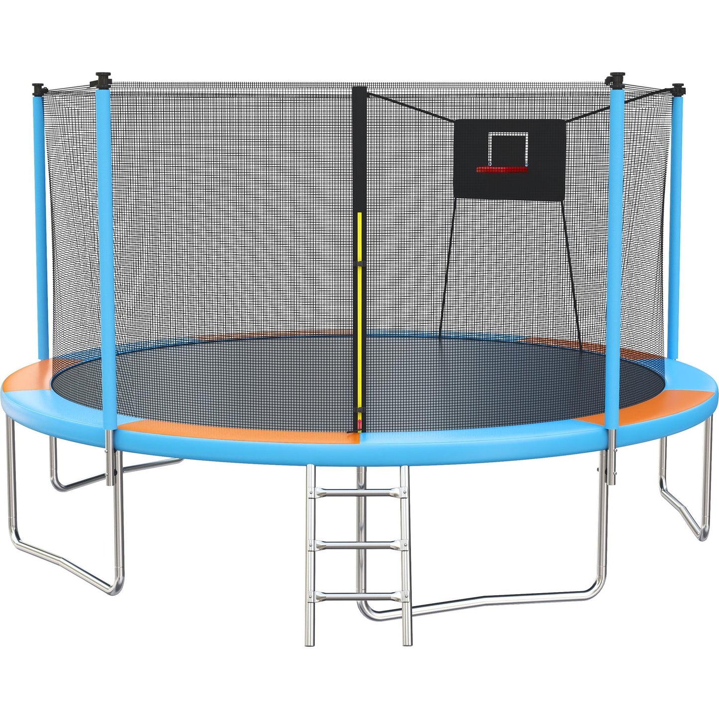 14FT Trampoline for Adults Kids, SEGMART Upgraded Kids Outdoor Trampoline with Basketball Hoop, Safety Enclosure Net, Heavy Duty Recreational Round Trampoline for Indoor Outdoor Backyard, Blue