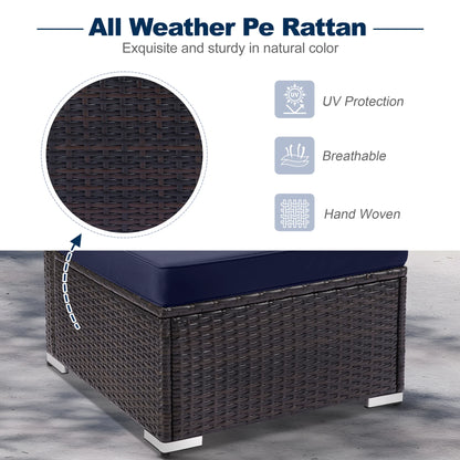Patio Outdoor Furniture Sets, 7 Pieces All-Weather Rattan Sectional Sofa with Tea Table & Cushions, PE Rattan Wicker Sofa Couch Conversation Set for Garden Backyard Poolside