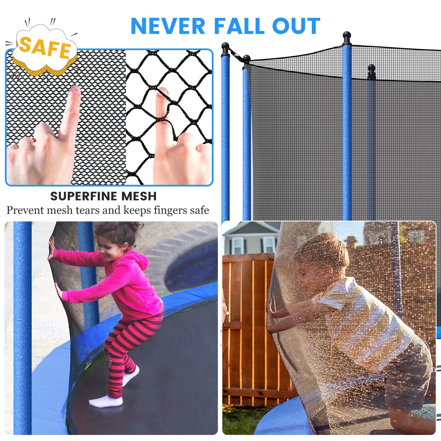 12 Feet Kids Outdoor Trampoline with Safety Enclosure Net and Ladder, Heavy Duty Round Trampoline for Indoor or Outdoor Backyard, Recreational Trampoline with 300lbs Weight Capacity