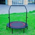 40" Foldable Mini Trampoline for Adults, SEGMART Fitness Trampoline with Adjustable Foam Handle, Portable Exercise Trampoline, Indoor Rebounder Trampoline with Max Load 330lbs, Black