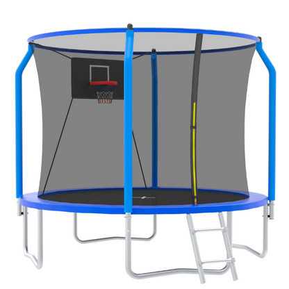 Segmart 10FT Kids Trampoline with Safety Enclosure Net, Ladder & Basketball Hoop