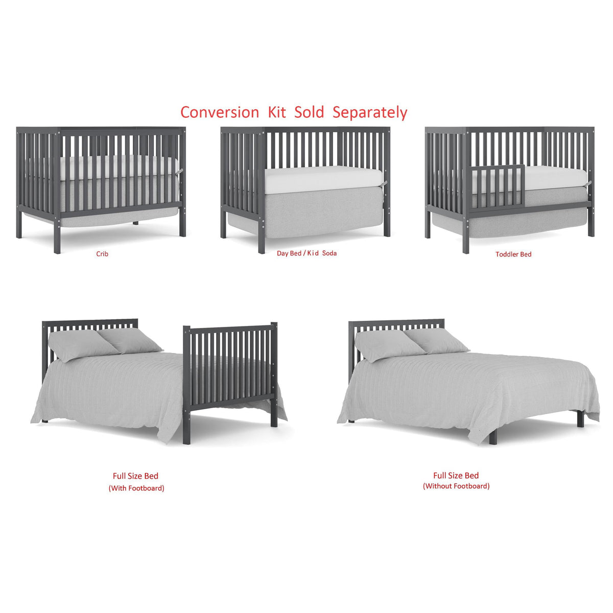 iRerts 5 In 1 Convertible Baby Crib, Wood Convertible Crib Toddler Bed with Wood Legs, Converts from Baby Crib to Toddler Bed, Fits Standard Full-Size Crib Mattress, Easy to Assemble, Black