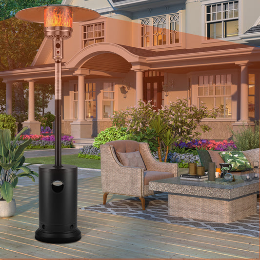 48,000 BTU Patio Heater for Outdoor Use, Propane Patio Heater with Table Design & Wheels, Commercial & Residential, Black