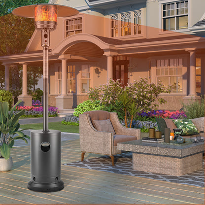 48,000 BTU Patio Heater for Outdoor Use, Propane Patio Heater with Table Design & Wheels, Commercial & Residential, Black