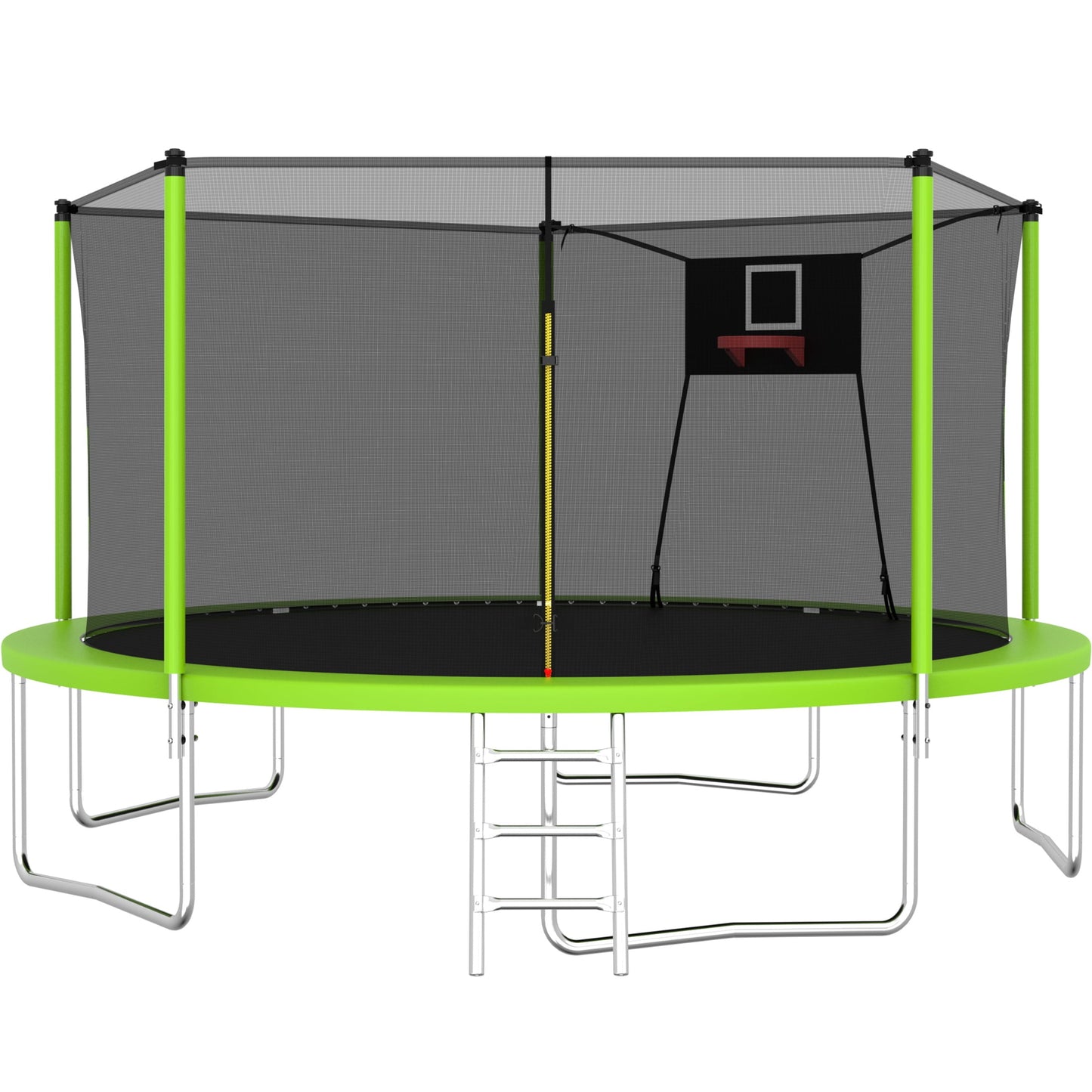14FT Trampoline with Enclosure for Kids and Adults, SEGMART Upgraded Kids Recreational Outdoor Trampoline with Basketball Hoop, Ladder, Heavy Duty Round Backyard Trampoline for Indoor Outdoor