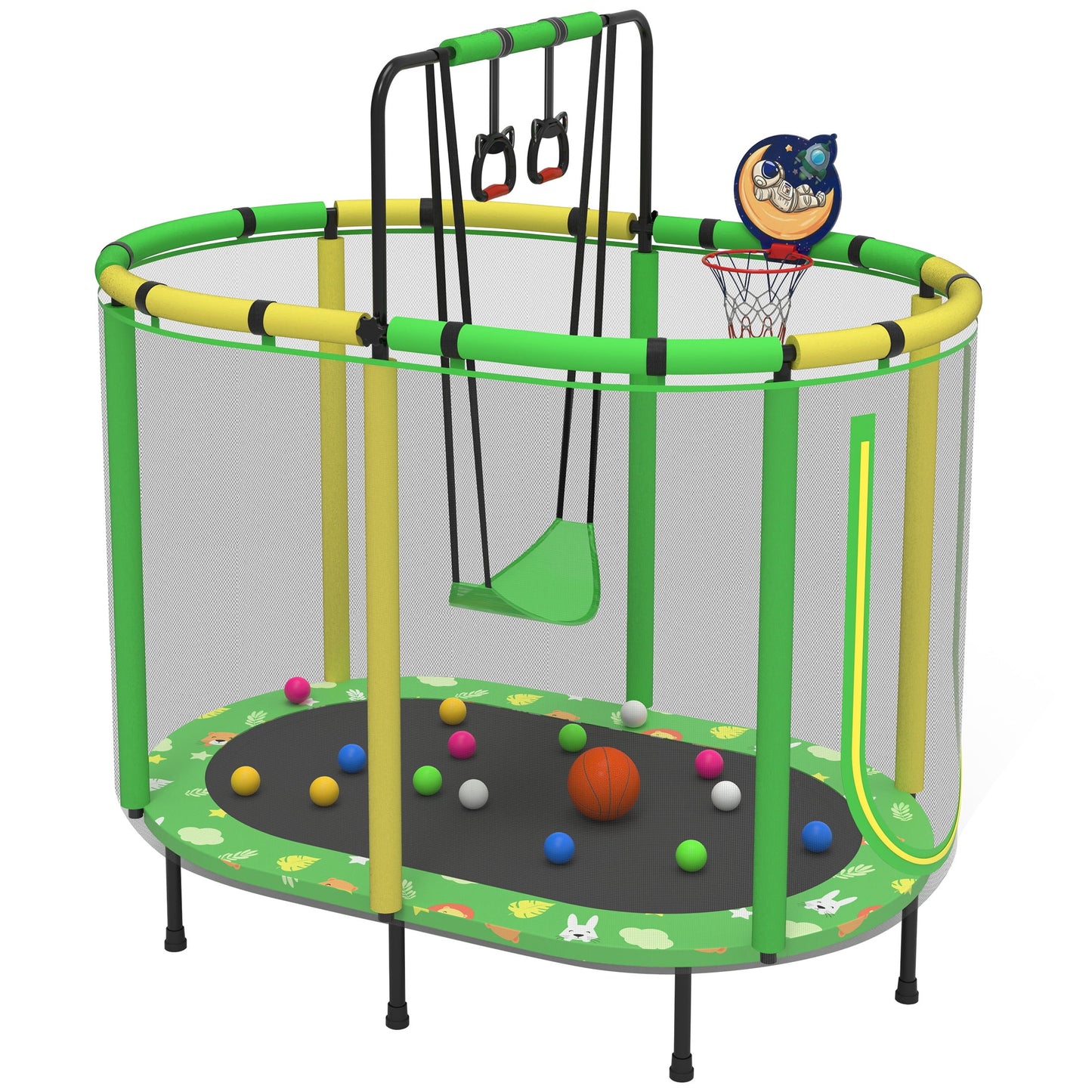 55'' Toddler Trampoline for Kids, SEGMART Kids Trampoline with Enclosure Net and Balls, Indoor Outdoor Mini Small Trampoline Birthday Gifts for Boy and Girls Age 3 Months and up