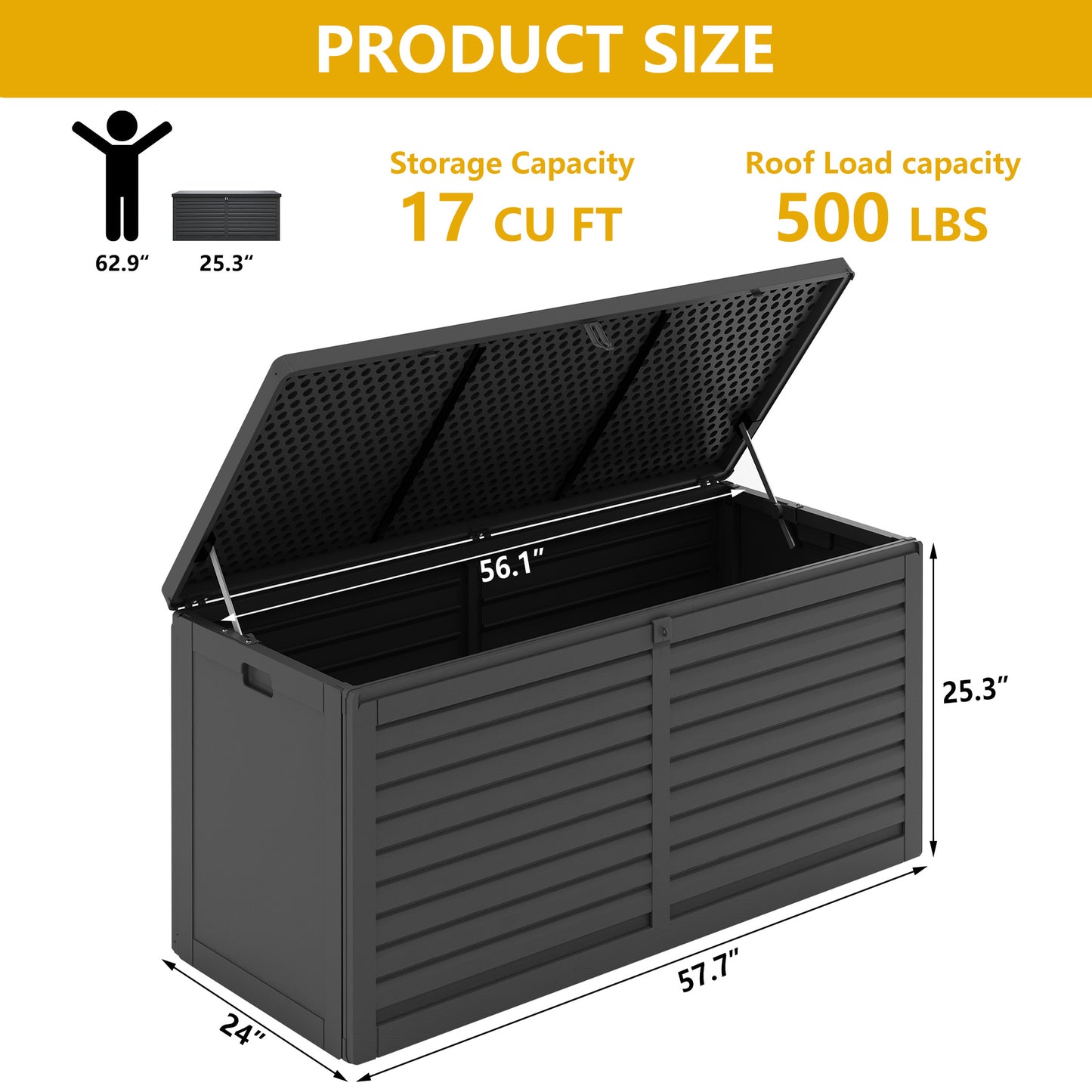 130 Gallon Outdoor Storage Box, Multi-function Deck Box for Organization & Storage, And As a Bench, Waterproof Outdoor Storage Container for Patio Cushions, Gardening Tools, Pool Supplies