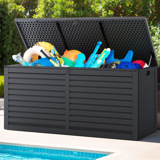 130 Gallon Outdoor Storage Box, Multi-function Deck Box for Organization & Storage, And As a Bench, Waterproof Outdoor Storage Container for Patio Cushions, Gardening Tools, Pool Supplies