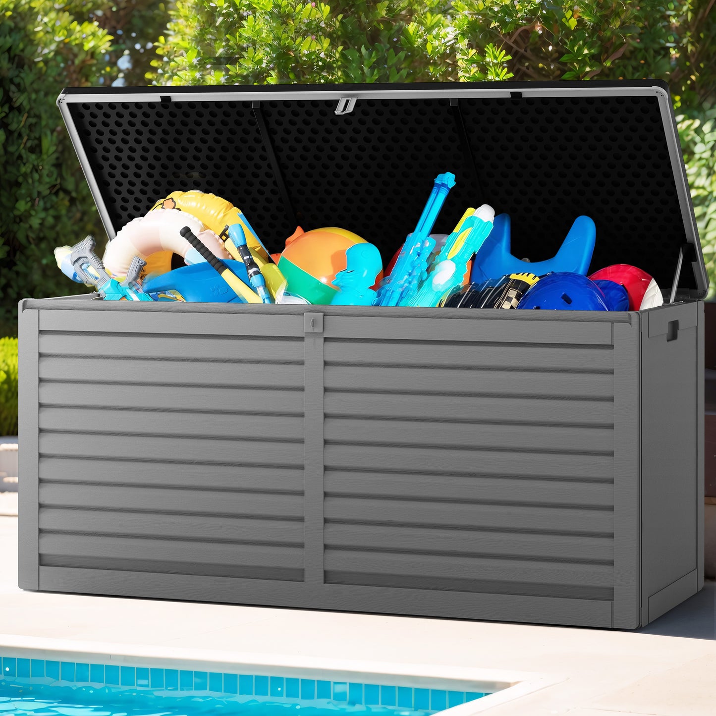 130 Gallon Outdoor Storage Box, Multi-function Deck Box for Organization & Storage, And As a Bench, Waterproof Outdoor Storage Container for Patio Cushions, Gardening Tools, Pool Supplies