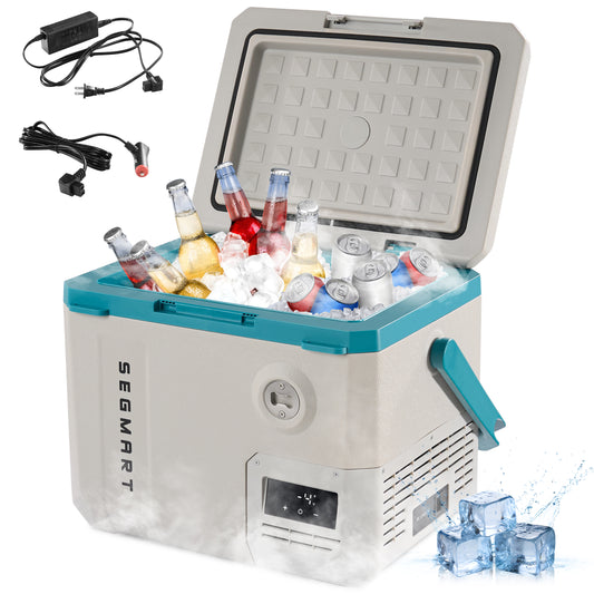 12 Volt Car Refrigerator, 14QT(13.5L) Compressor Electric Cooler -4℉ ~ 68℉ with Handle, Portable Freezer with APP Control, Car Fridge with 12/24V DC, 220 AC for Camping, Travel, Truck, Home