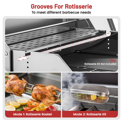 4-Burner Gas Grill and Griddle Combo with Side Burner, 50,000 BTU Propane BBQ Grill with Porcelain-Enameled Cast Iron Grates, Built-in Thermometer, Ideal for Patio Camping Outdoor Cooking