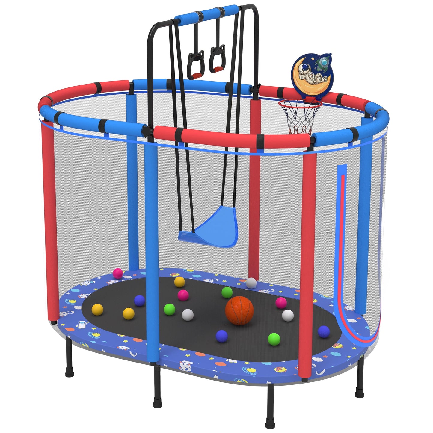 55'' Toddler Trampoline for Kids, SEGMART Kids Trampoline with Enclosure Net and Balls, Indoor Outdoor Mini Small Trampoline Birthday Gifts for Boy and Girls Age 3 Months and up