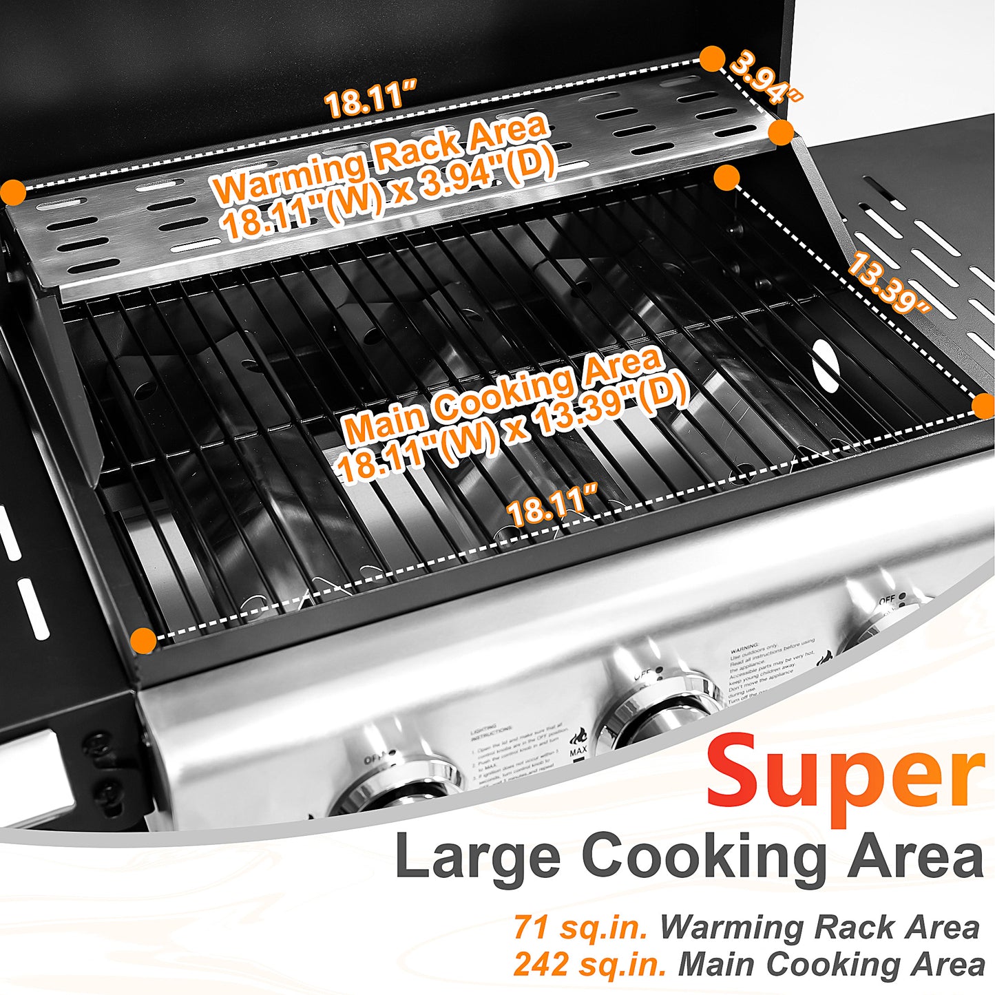 Segmart 3 Burner BBQ Propane Gas Grill, Stainless Steel 25,650 BTU Patio Garden Barbecue Grill with Folding Side Tables, Hanging Basket & Thermometer, Perfect for Camping, Outdoor Cooking