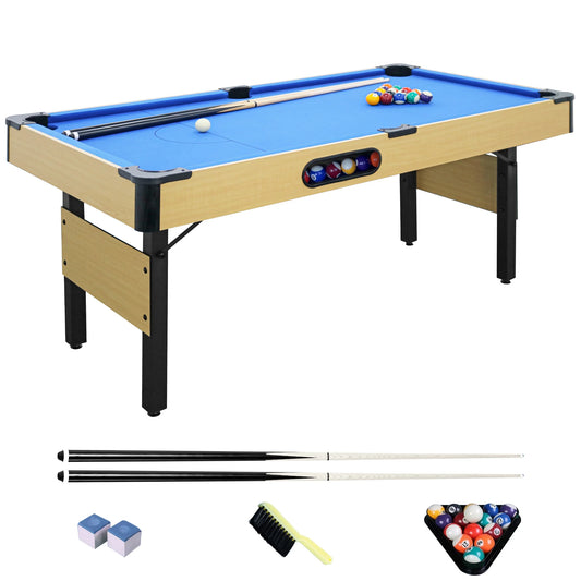 Segmart 6ft Pool Table for Home, Portable Outdoor Billiards Table with Automatic Ball Return System, Full Set of Balls, 2 Cue Sticks, Chalk and Felt Brush; Easy Folding for Storage, Blue Nylon Cloth