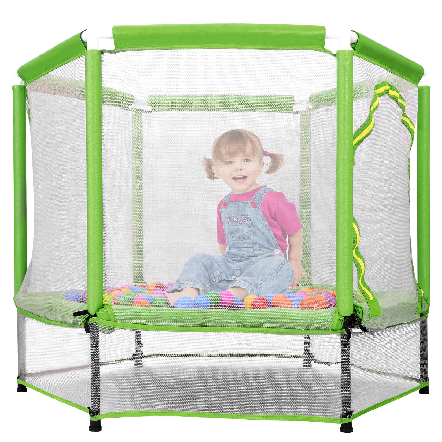 55'' Toddler Trampoline for Kids, SEGMART Kids Trampoline with Enclosure Net and Balls, Indoor Outdoor Mini Small Trampoline Birthday Gifts for Boy and Girls Age 3 Months and up, Green